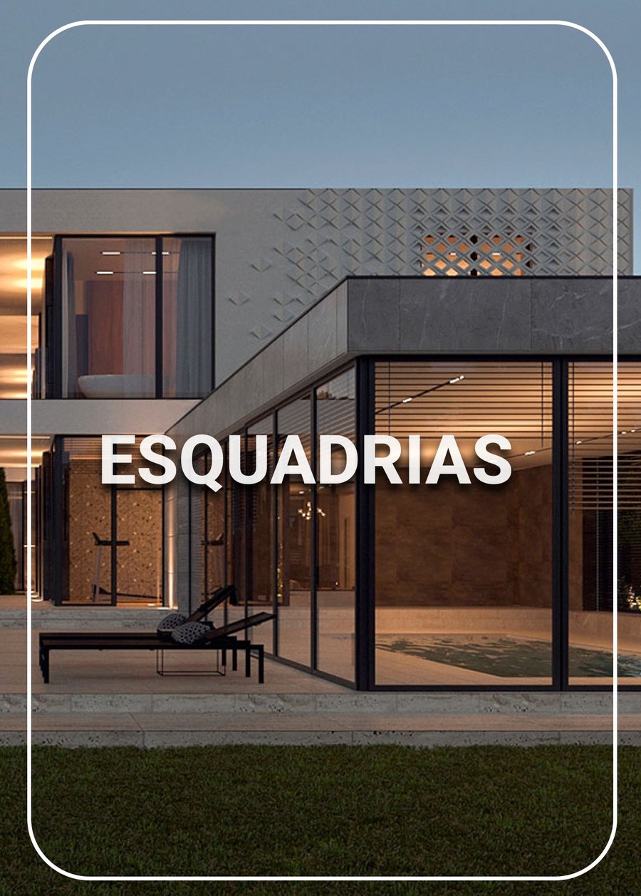 Fachada residencial com esquadrias de alumínio e vidro